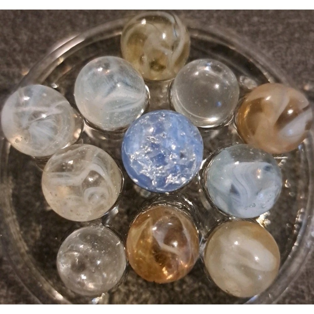 Lot 11 Estate Sale Marbles Clears/White Includes 1 Clear/White Shooter   Not UV